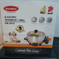 Brand New EuropAce 4L Electric Steamboat + Grill ESB 3391S. Local SG Stock and warranty !!