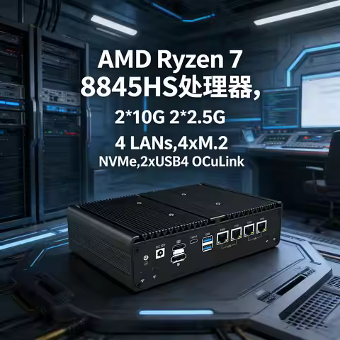 Firewall Appliance 2.5Gbe AMD Ryzen 7 8845HS 2*10G+2*Intel I225-V LANs Fanless Mini PC Support PFSEN