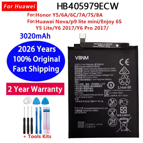 100% Original Phone Battery HB405979ECW For Huawei Nova / Enjoy 6S / Honor 6A 6C 8A / 7A Pro / Y5 / 