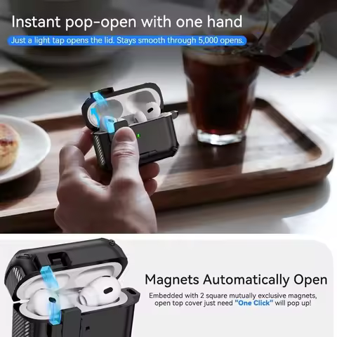 Military-Grade Magnetic Case， for AirPods Pro/Pro2/4 Instant Stand & Strong Adsorption｜Black-Friday 