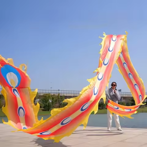 Phoenix Dragon Dance Multicolor Ribbon 6/8/10M Stage Performance Outdoor Square Swing Rod Fitness Fe