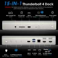 Wavlink Thunderbolt 4ควอดแสดงผลท่าเรือ (15-In-1) แท่นวางมือถือ WAVLINK 40Gbps พร้อมชาร์จแล็ปท็อป98W 
