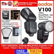 Godox V100 TTL Li-ion Round Head Camera Flash 100ws Sub Flash V100C V100S V100N V100F V100P V100O