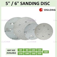 [Oslong] 5 Inch & 6 Inch * 6 Holes Sanding Disc Sandpaper Circle (KERTAS PASIR BULAT GOSOK ANGIN) [P