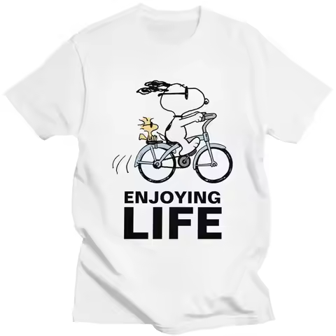 Custom Trendy Cute Cartoon Snoopy T Shirt Men 100% Cotton T-shirt Tees Fashion Tshirts