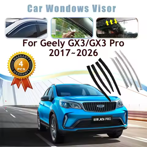 Car Window Visors For Geely GX3 Pro Yuanjing X3 Pro EMC Wave 2 2017~2026 Rain Guards Deflector Winds