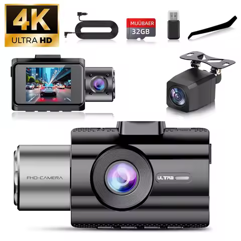 Dash Cam for Cars 3 Channel Car DVR 4K Camera Video Recorder Front and Rear Inside View Camera for V