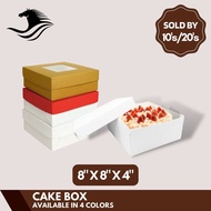 [10pcs/20pcs] Square Cake Box 8x8x4in White, Red, Gold, Kraft With or No Window | Cake Pastry Box