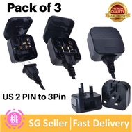 CHINA / US 2 Pin to 3 Pin Travel Adapter Plug with CE ,Pack Of 3
