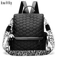 Fashion Plaid Backpack Canvas Women Backpack Anti-theft Shoulder Bag  School Bag for Teenager Girls School Backapck Black One