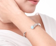 海藍寶925純銀手鐲 調節開口手環 個性化刻字C手環 螺旋造型手鐲