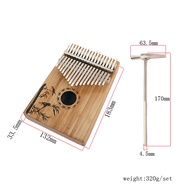 17 Keys Kalimba Bamboo Thumb Piano Pattern Kalimba Professional Finger Piano with Tuner Hammer