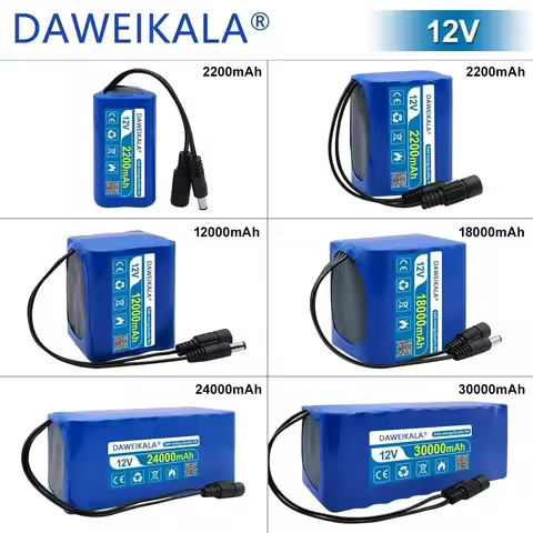 12V Rechargeable Battery 12V 30000mAh 18650 Lithium Battery Pack Capacity DC 12.6V 30Ah CCTV Cam Mon