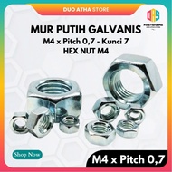 M4 x Pitch 0.7 Galvanized Nut M4 Galvanized Hex Nut White Key 7