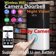 智慧 無線 18650 WIFI 可視門鈴 鋰電池 寶寶 監視器 網路 手機 遠端 即時 監控 針孔 攝影機 雙向 對講 老人 緊急求救 wireless WIFI video doorbell baby spy camera