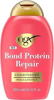 OGX Repair and Protect Bond Protein Repair Conditioner 385ml - Strengthens and Repairs Brittle, Dry 