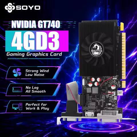 SOYO NVIDIA GeForce GT 740 Graphics Card 4GB DDR3 128Bit PCIex16 3.0 for Desktop PC Gaming Office 28