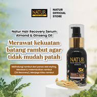 Natur Hair Recovery Serum Almond & Ginseng Oil 60 ml - Paket Menguatkan Akar Rambut Rontok / Anti Ha