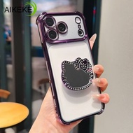 Glitter Diamond Mirror Kitty Holder Phone Case For Moto G96 G86 G84 G72 G60 G60S G56 G54 G52 G40 Fus