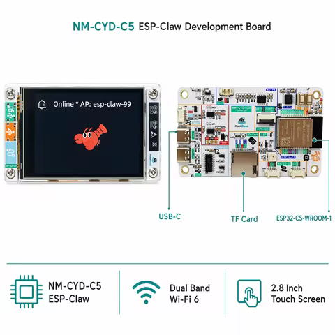 NM-CYD-C5 AI Agent Board for IoT Devices 2.8" Screen Dual-Band WiFi ESP32-C5 Compatible with GPT Cla