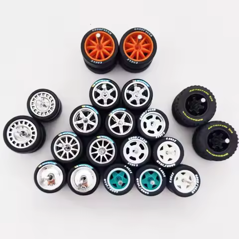 10 Sets 11/12/13/14/17mm 1/64 Alloy Car Wheels Rubber Tires W Axle for HW/Matchbox/Domeka/Evo 1:64 C