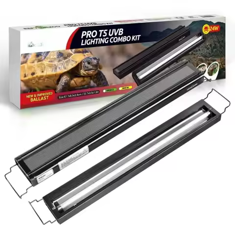 T5 HO UVB Lighting Combo Kit Reptile Terrarium Hood with 10.0 UVB Tube Bulb Reptile Light Fixture 24