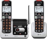 AT&amp;T BL102-2 DECT 6.0 2-Handset Cordless Phone for Home with Answering Machine, Call Blocking, Caller ID Announcer, Audio Assist, Intercom, and Unsurpassed Range, Silver/Black