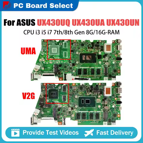 UX430UQ Motherboard For ASUS ZENBOOK 14 UX430UA UX430UN UX430UNR UX430UQK Laotop Mainboard i3 i5 i7 