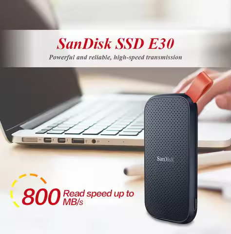 USB 3.2 Portable SSD Hard Drive SanDisk External Solid State Drive E30 1TB 2TB Max 800Mb/s Hard Disk