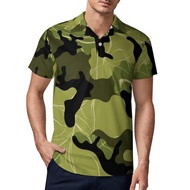 Camo Print Army Casual T-Shirts Sloth Camouflage Polo Shirts Man Cool Shirt Daily Short Sleeves Casu