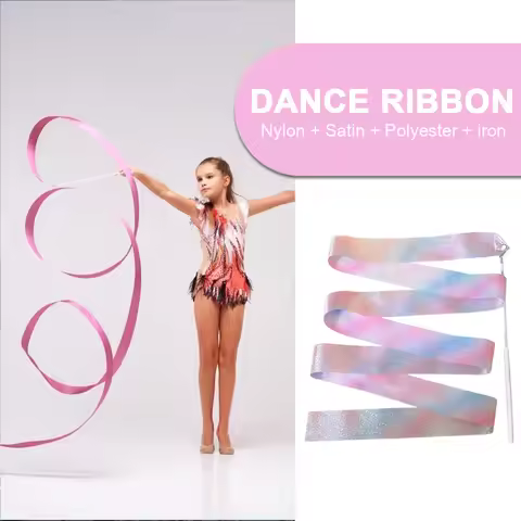 2/4M Colorful Gymnastic Ribbon Multifunction Rhythmic Gymnastics Ribbon Sparkling Dance Ribbon for A