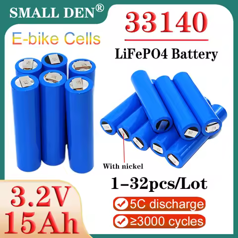 1-32pcs New 33140 3.2V 15Ah Lifepo4 Rechargeable battery 5C discharge DIY12v 24v 48v E-scooter motor