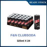 F&N Clubsoda Can 325ml Pack of 24 - Sparkling Soda Water Carbonated Soft Drink Mixer for Cocktails