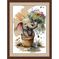 Joy Sunday Stamped Cross Stitch Ktis DMC Threads Chinese Cross Stitch Set DIY Needlework Embroidery Kit-Mischievous Elephant