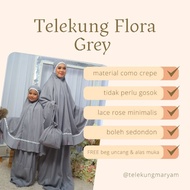 Set Telekung Flora  dan Uncang Telekung Hantaran Telekung Kain Cromo Crepe Telekung Budak Telekung d