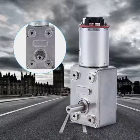 12V High Worm Geared Motor Reduction Motor with Encoder Srong Self Locking Electric Gear Box Motor R