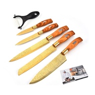 Set of 6 Stainless Steel with Gold Plated Knife Set Kitchen Knife