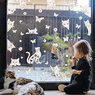Cat Mirror Wall Stickers Cute Cat Wall Art Decor Funny Cat Butterfly Flower Wall Decals Peel and Stick 3D Acrylic Mirror Decals Gifts for Nursery Kids Baby Bedroom Bathroom Cat Lovers Decorations