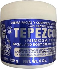 Del Indio Papago TEPEZCOHUITE 120 gr. CREAM-COLLAGEN & VITAMIN E / SUNSCREEN SPF-15 (White), 4.23 Ou