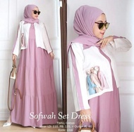 Baju Wanita Terbaru SOFWAH SET DRESS BL Bahan KATUN RAYON APK SABLON SIZE M L DAN XL PB 135 CM Dress Midi Wanita Terbaru Gamis Wanita Kekinian 2023 Import Baju Muslim Bahan Rayon Adem Outfit Casual Santai Fashion Viral Trendy