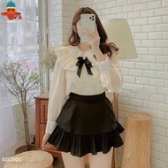 Chân váy ngắn xòe 2 tầng phối xếp ly có quần trong năng động