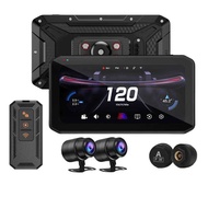 6.25 Inch Wireless Screen for Motorcycle, Waterproof GPS Navigator with 2HD Camera Engine DVR TMPS B