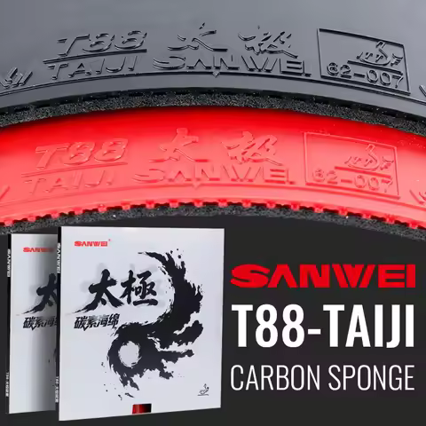 SANWEI T88 Taiji Carbon Table Tennis Rubber Semi-Sticky Ping Pong Rubber Top-Sheet with Carbon Cake 