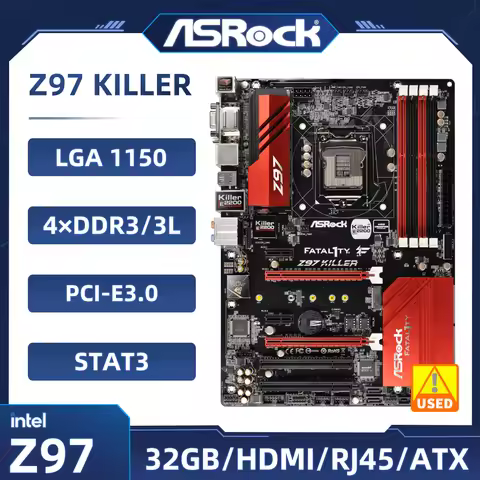 ASRock Fatal1ty Z97 Killer Motherboard LGA 1150 Intel Z97 DDR3 32GB PCI-E 3.0 M.2 USB3.0 support 5th
