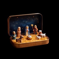 [lyi] Resin Nativity Scene Statue Jesus Acrylic Figurine Home Office Cafe Room Studio Table Ornament