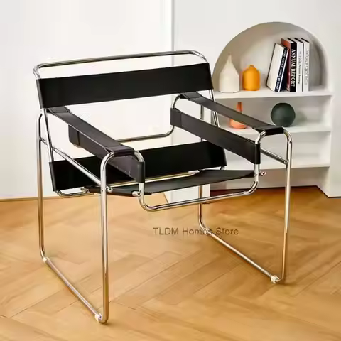 Vasily Chair Designer Recliner Chair Stainless Steel Saddle Leather Armchair Nordic Leisure Chair Me