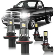 for 2006-2008 Dodge Ram 1500 2500 3500 Fog Lights Bulbs Combo, 4pcs Super Bright White Dual Beam and
