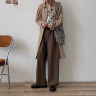 【Ins Style】 seluar slack 2020 musim luruh baru celana sut kaki lebar retro bergaya Korea yang longgar, celana lurus kasu