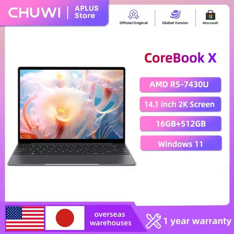 CHUWI CoreBook X AMD R5-7430U Gaming Laptop 14.1'' 2K Screen 16GB DDR4 RAM 512GB SSD Windows 11 Wifi