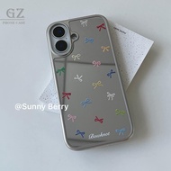 Niche Plating Silver Mirror Color Bow Suitable For iPhone 17 16 15 14 13 Pro Max i16 16pro Phone Cas